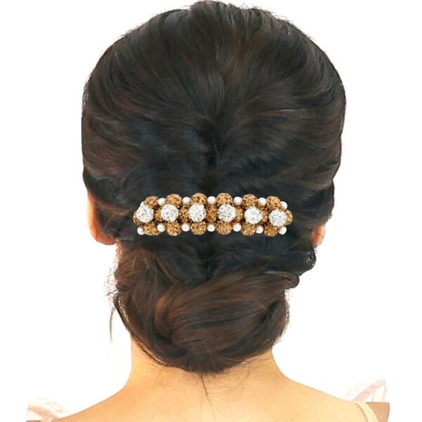 AccessHer Gold Color Shambala Balls and Pearls Brass Hair