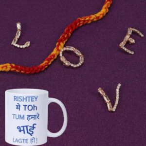 Personalised Convertible Initial Rakhi with Studded Letter Pendant for Gifting