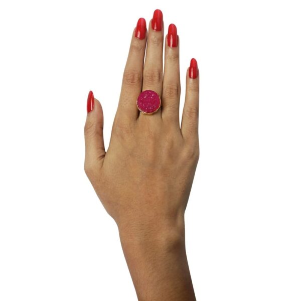 Pink Druzy Stone Handcrafted Finger Ring