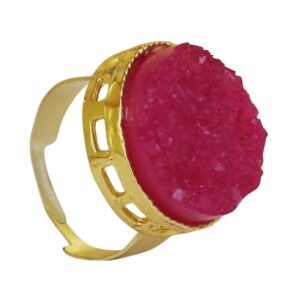 Pink Druzy Stone Handcrafted Finger Ring for Women