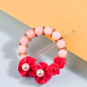 Pink Floral Hair Tic Tac Pin for Women
