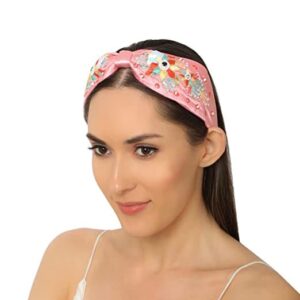 Pink Statement Embroidered Headband for Women