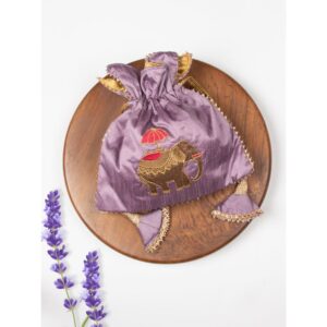 Purple Elephant Embroidered Potli