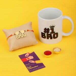 Quirky Bhai Rakhi with Greeting Card for Brother & Gifting