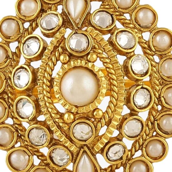 Rajwadi Adjustable Gold Plated Studded Ring