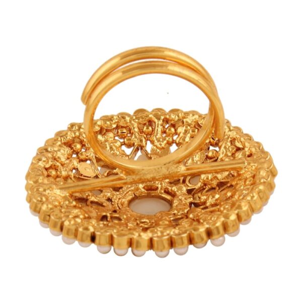 AccessHer Rajwadi Gold Antique Pearl Finger Ring for