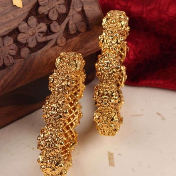 Rajwadi Inspired Antique Gold Plated Bangles Set of 2 -