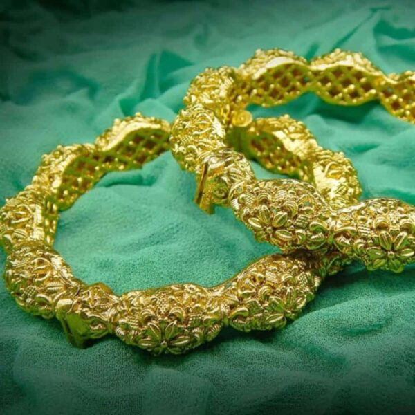 Rajwadi Inspired Antique Gold Plated Bangles Set of 2 for