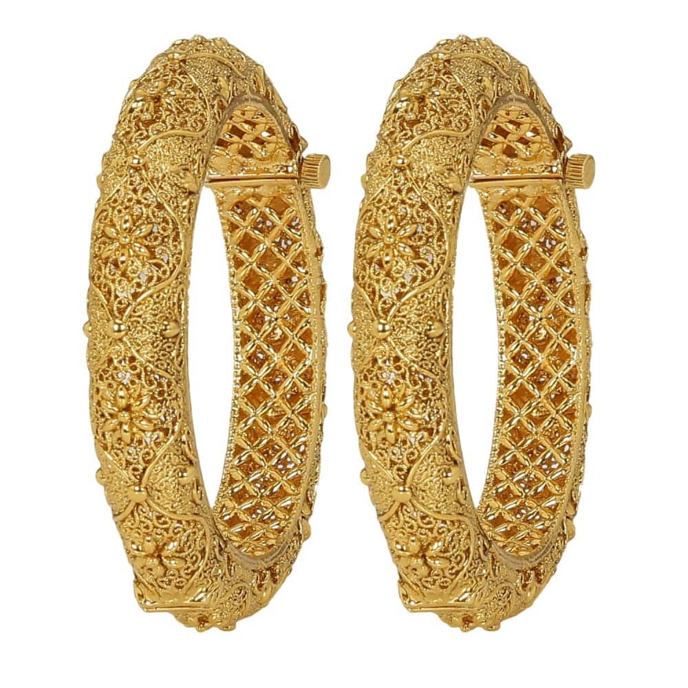 Rajwadi Inspired Filigree Gold Plated bangles set of 2