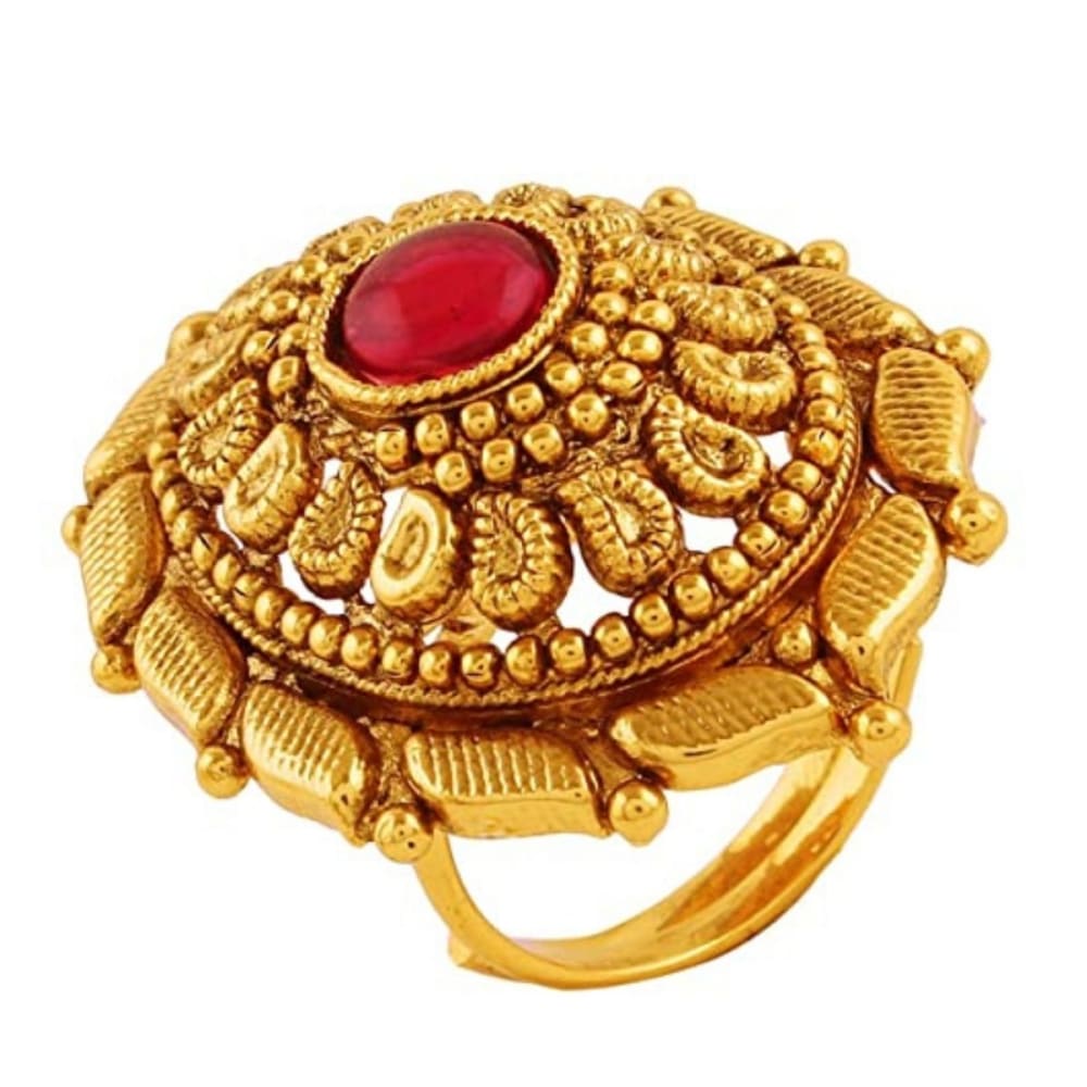Rajwadi Inspired Gold Finish Adjustable Finger Ring Combo