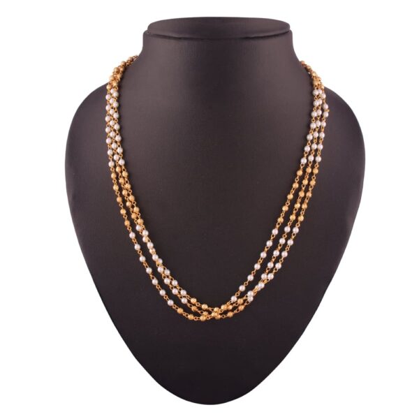Delicate gold pearl Jaipuri mala necklace-CNS0318JY135GW