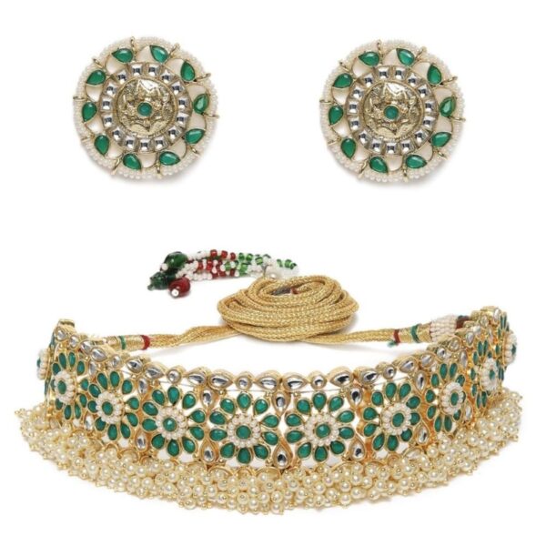 Accessher Gold color Kundan Jewellery set For women And