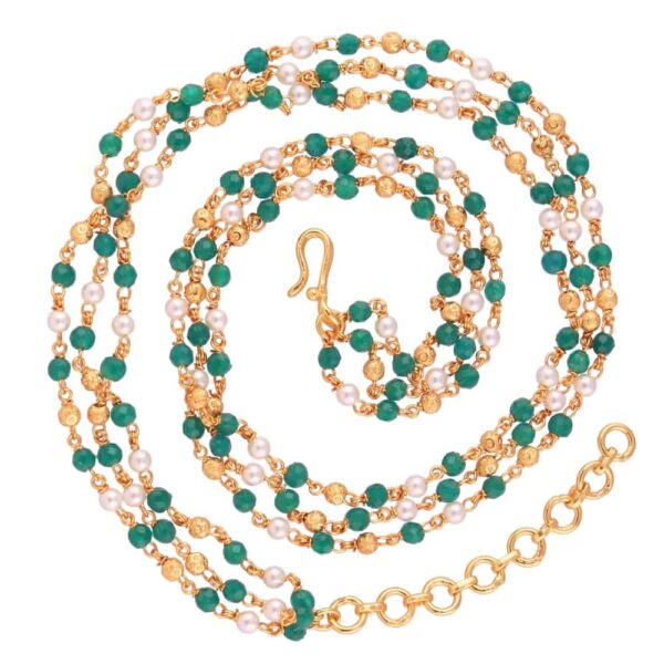 Delicate gold emarald and pearl Jaipuri mala necklace-