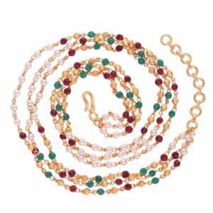 Rajwadi Inspired Ruby and Emerald Beads Jaipuri Mala Necklace with Pearls for Women