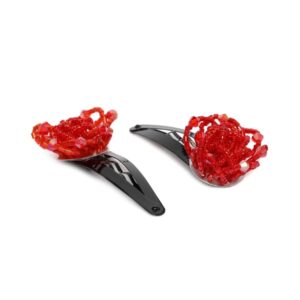 Red Beaded Tic Tac Hair Clip for Women