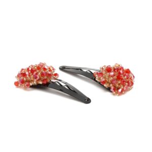 Red Crystal Beads Hair Tic Tac Pins for Women