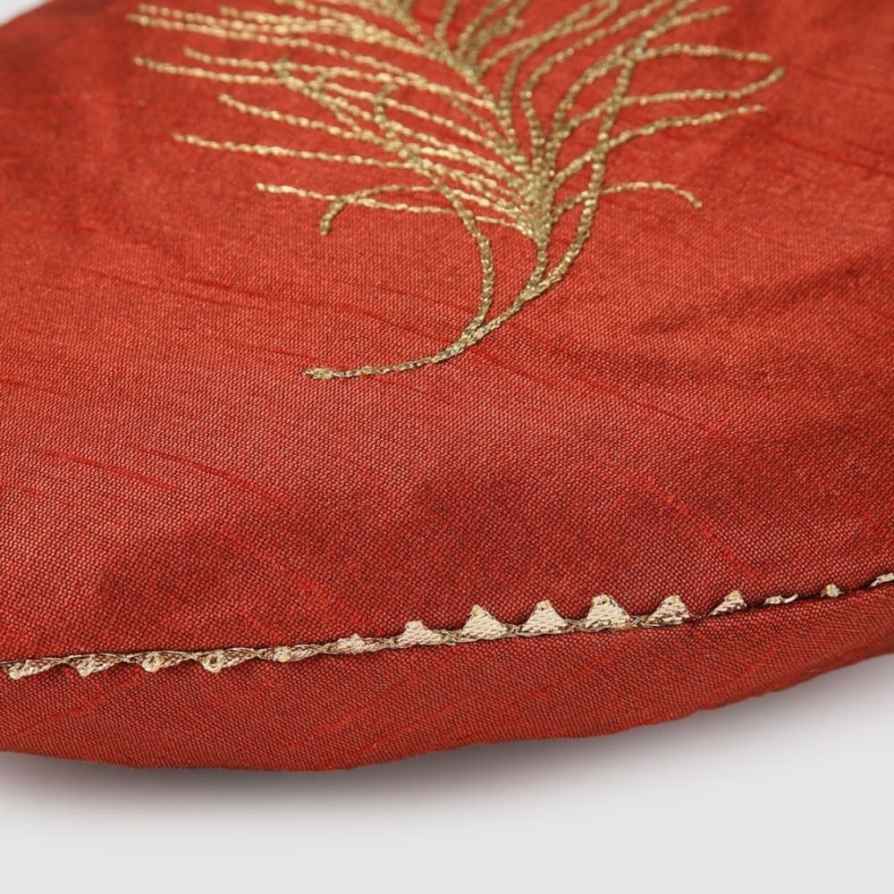 Red & Gold-Toned Embroidered Potli Clutch- PT0121SK03P700M