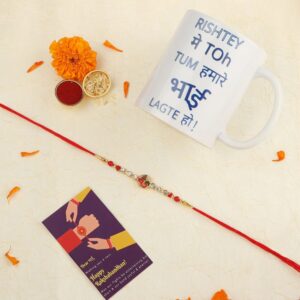 Religious Delicate Lord Ganpati Rakhi with Greeting Card for Brother & Gifting