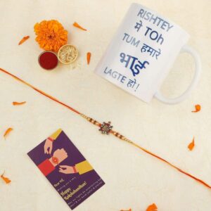 Religious Delicate Om Rakhi with Greeting Card for Brother & Gifting