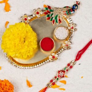 Religious Delicate Swasthik Design Rakhi with Greeting Card for Brother & Gifting