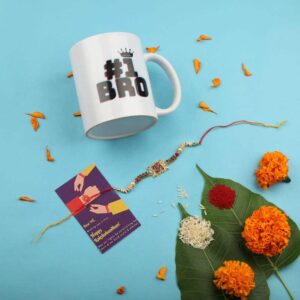 Religious Om Rakhi with Greeting Card for Brother & Gifting