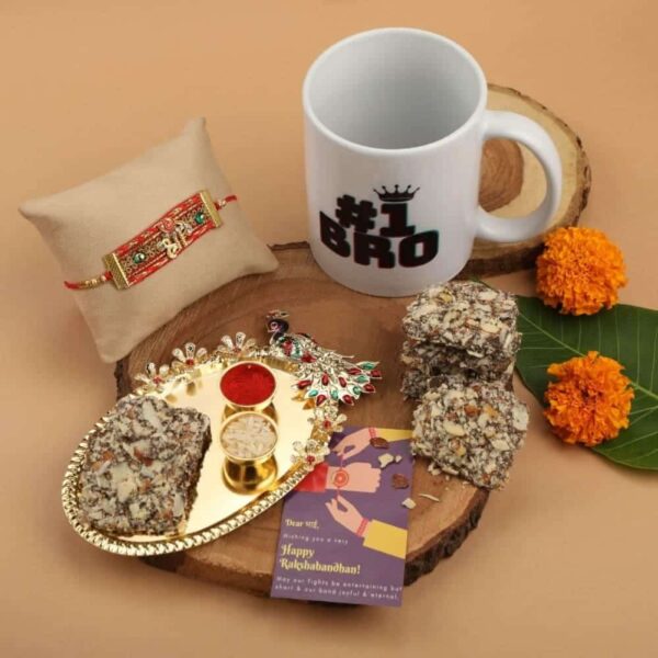 Religious Sri Inscribed Rakhi with Greeting Card for Brother
