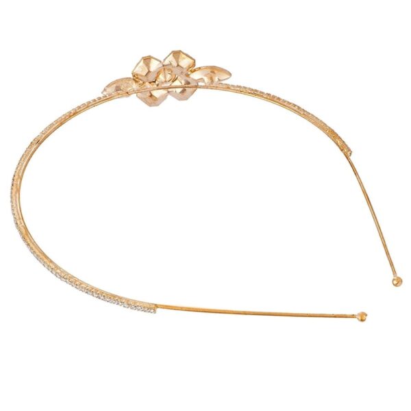 HB0517GC9206GW -AccessHer Wedding Collection Party wear Rhinestone Studded Golden Metal Hair Band for Girls and Women - access-her