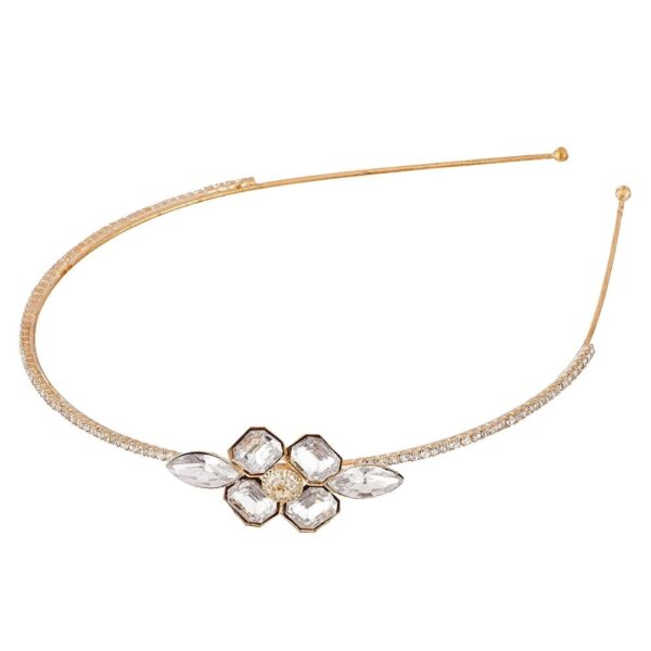 Rhinestone Studded Gold plated Hair Band-HB0517GC9206GW