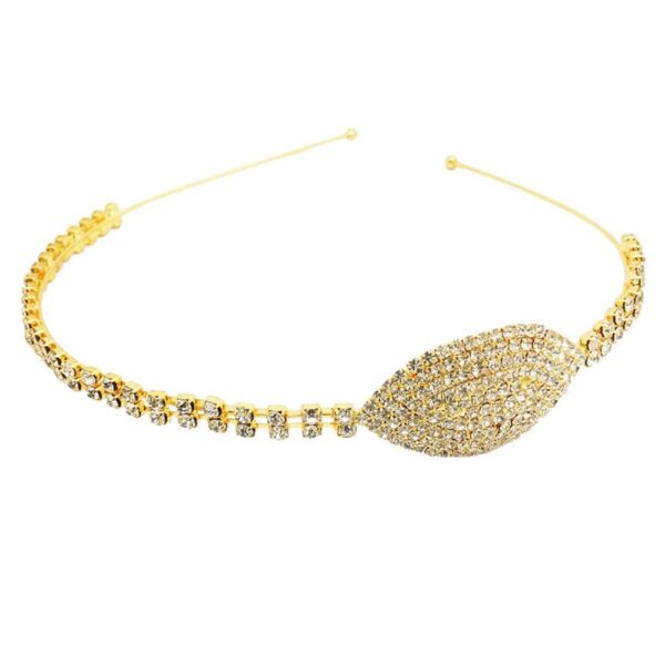 HB0417GCLS9035GW -AccessHer Wedding Collection Party wear Rhinestone Studded Golden Metal Hair Band for Girls and Women - access-her