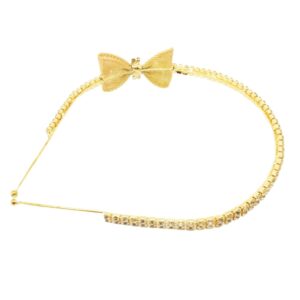 Rhinestone Studded Golden Metal Bow Hair Band for Women