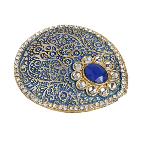 Women Blue & Gold-Toned Handcrafted Enamelled AD Studded