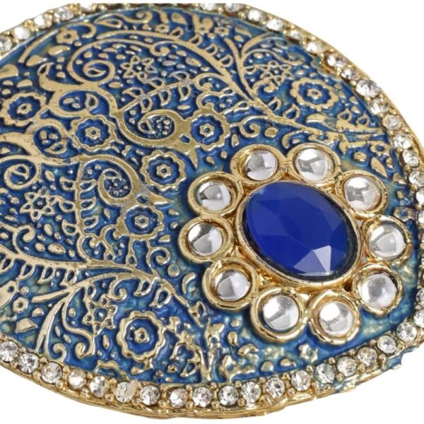 Women Blue & Gold-Toned Handcrafted Enamelled AD Studded