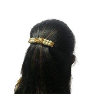 Rhinestones and Pearl Embellished Hair Barrette Buckle Clip for Women