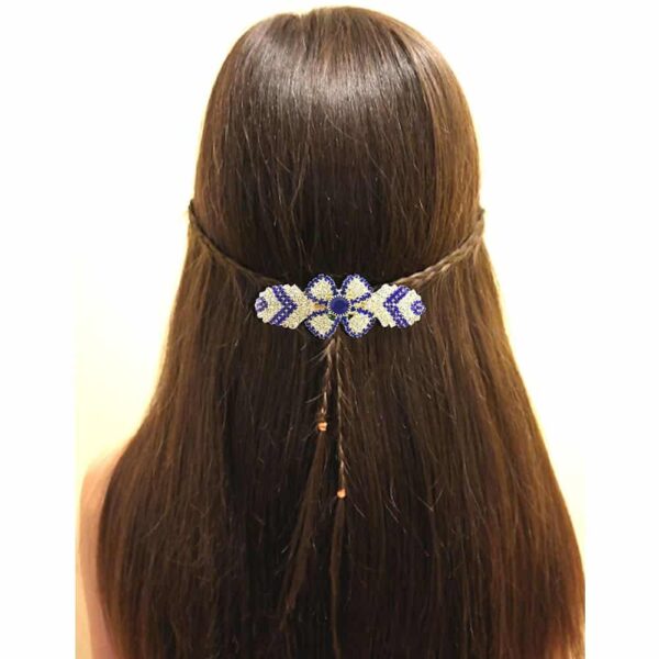 Studded Blue Hair Clip with Rhinestones-HP0117GC109MINIGBL -