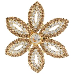 Rhinestones Studded Floral Unisex Brooch for Men and Women