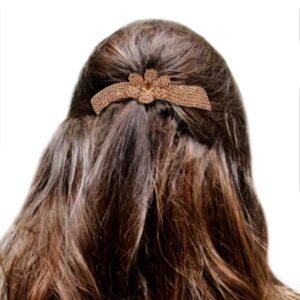 Rhinestones Studded Gold Hair Barrette Buckle Clip for Women