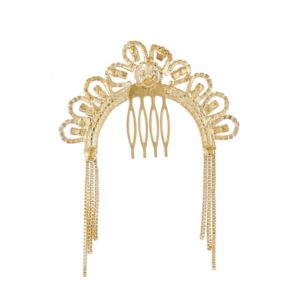 Rhinestones Studded Gold Plated Hair Comb Pin /jooda Pin for Women
