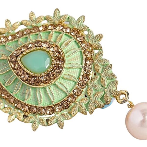 Women Gold-Toned Green Enamelled Handcrafted Brooch -