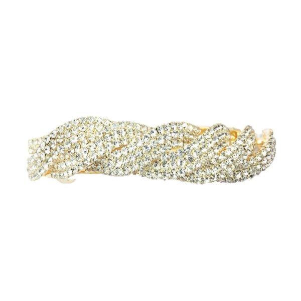 Accessher Studed Back Hair Center Clip with White Rhinestone