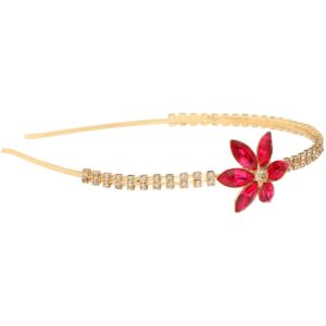 Rhinestones Studded Pink Flower Hair Band for Women and Girls
