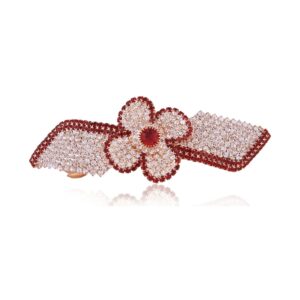 Rhinestones Studded Red Hair Barrette Buckle Clip for Women