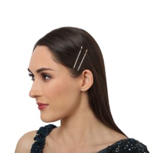Rhinestones Studded Rose Gold Plated Delicate Hair Bobby Pins for Women