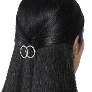 Rhinestones Studded Silver Plated Hair Pin Set of 6 for Women.