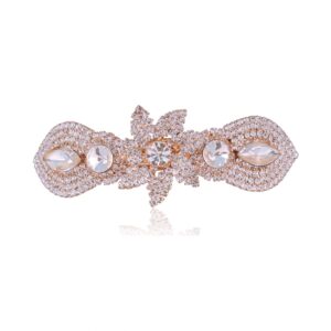 Rhinestones Studded Statement Floral Hair Barrette Buckle Clip for Women