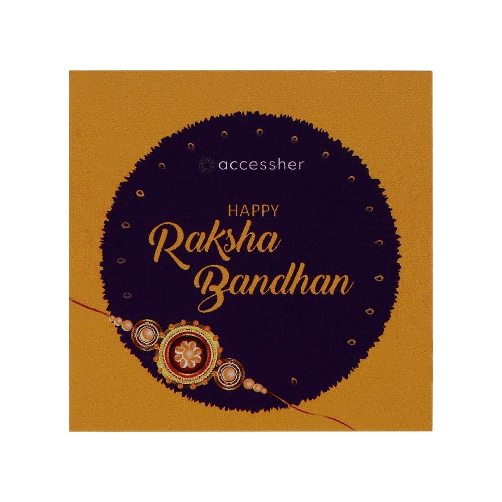 RK21TH1R19 -AccessHer Elegant Rakhi Set with Acrylic Golden