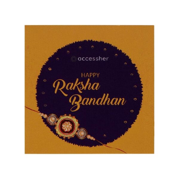 RK21TH2R9 -AccessHer Elegant Rakhi Set with Acrylic Golden