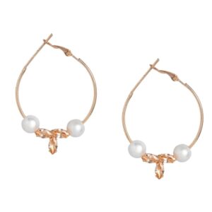 Rose Gold-Plated AD Studded Handcrafted Circular Hoop Earrings for Women