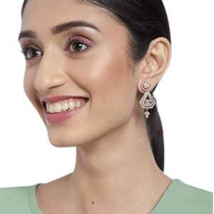 Rose Gold-Plated AD Studded Handcrafted Drop Earrings