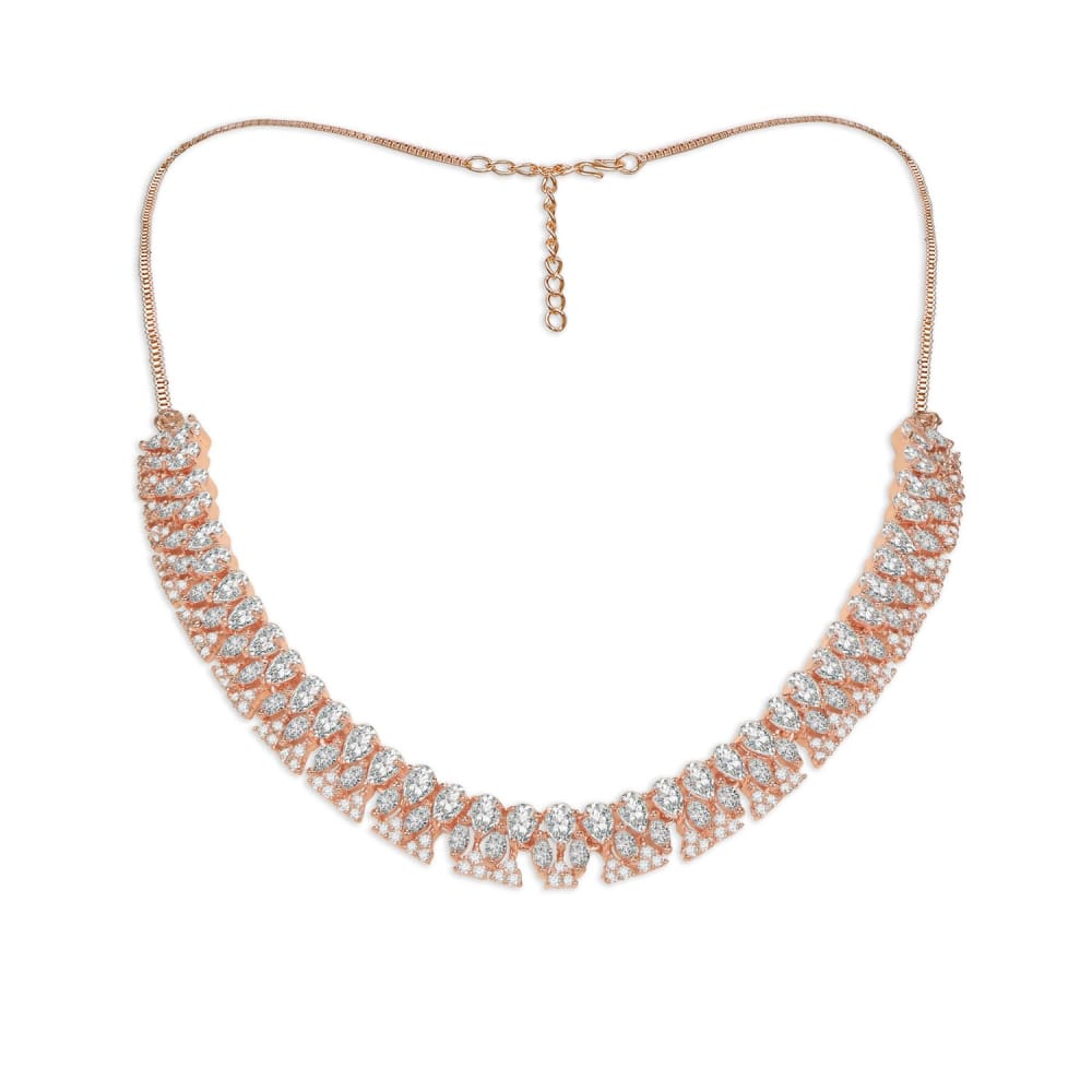 Rose Gold Plated American Diamond Studded Choker Necklace &