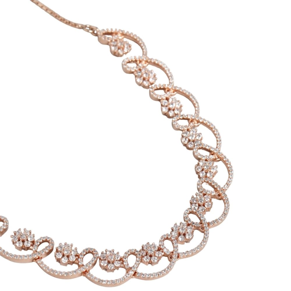 Rose-gold plated American diamond Jewellery set -